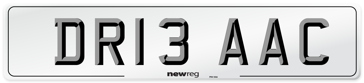 DR13 AAC Number Plate from New Reg